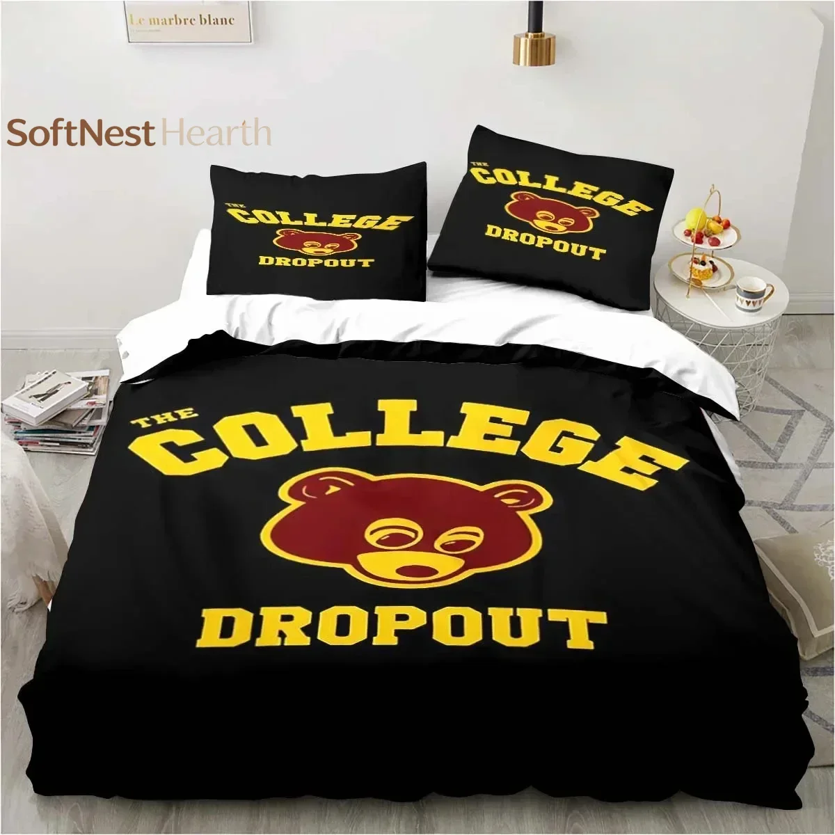 2026 Cartoon Kanye West Rapper Art Bedding Set,Duvet Cover Bed Set Quilt Cover Pillowcase,King Queen Twin Size Boys Girls Adults