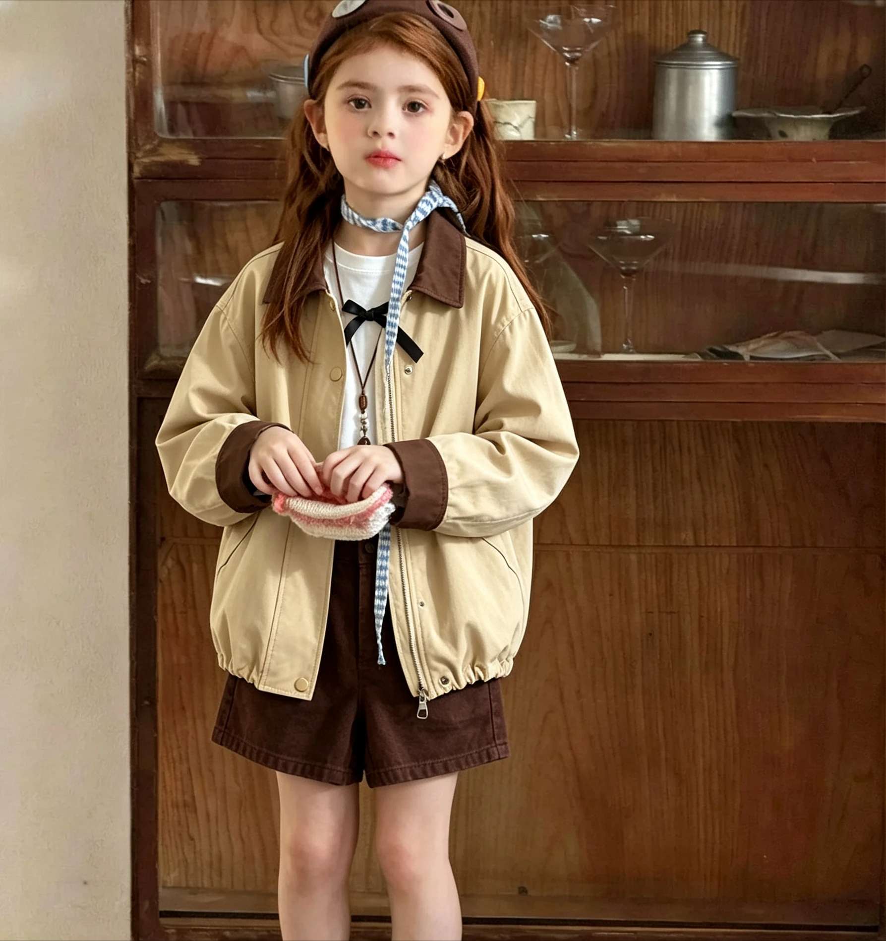 2026 Spring New Korean Children Clothing Girls Jacket Contrasting Bright Colors Casual Turn-down Collar Jacket