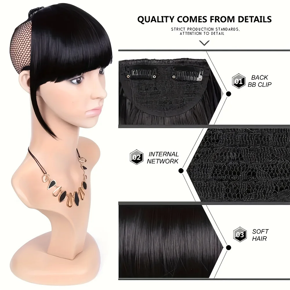 Hair bangs clip-in extensions Fringe fake hair wigs Synthetic Toupee Hairpiece with sideburns DIY Elegant women Hair Accessories