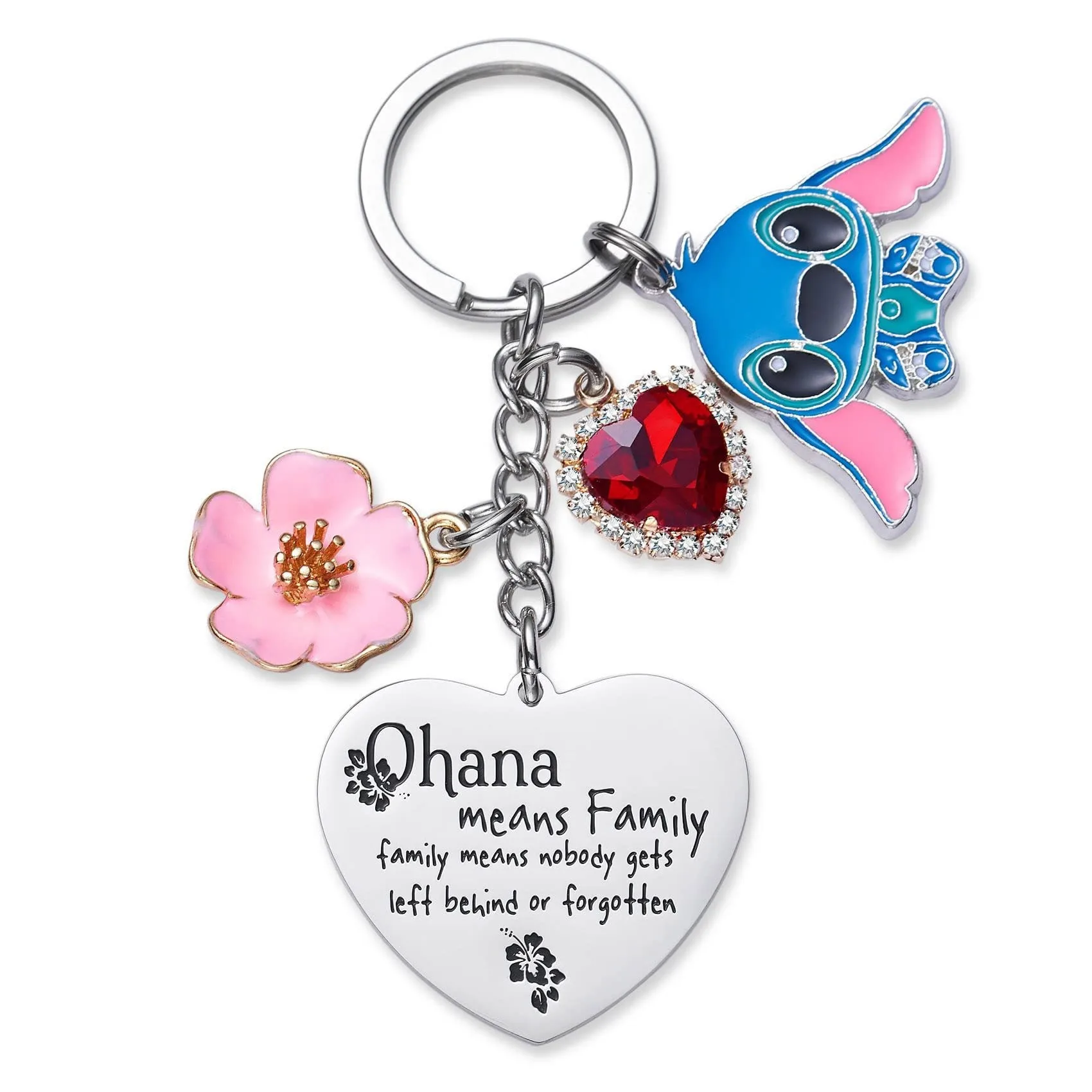 Stitch Keychain Cartoon Love Heart Stitch Anime Figures Accessories Pendant Keychains Holder Lilo Stitch Doll Keyring Kid Gifts