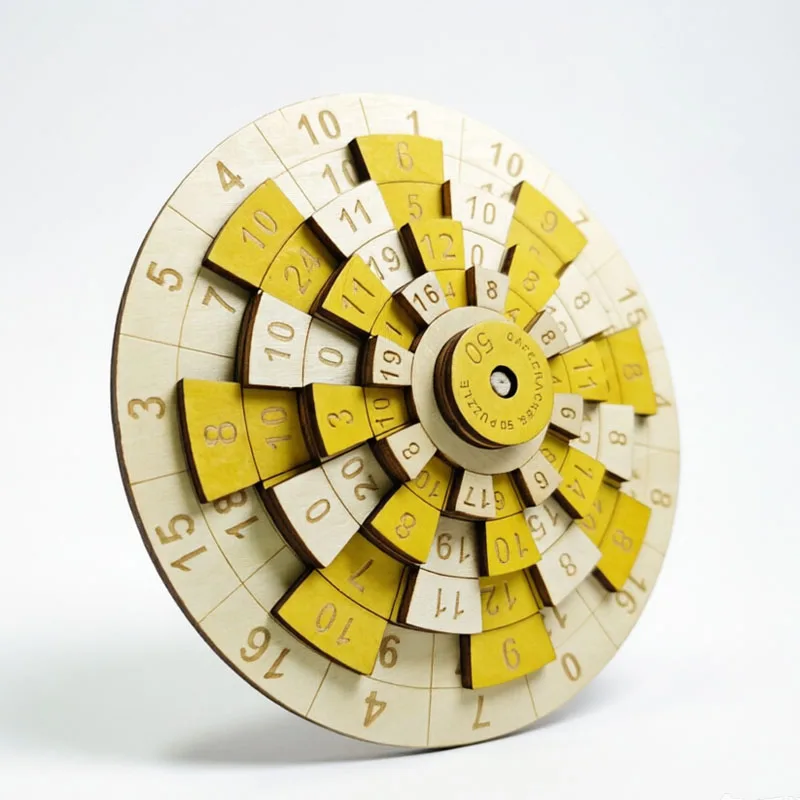 Round Turntable Wooden Number Puzzle Montessori Math Brain Teasers for Kids IQ Test Educational Toys Creative Ideas