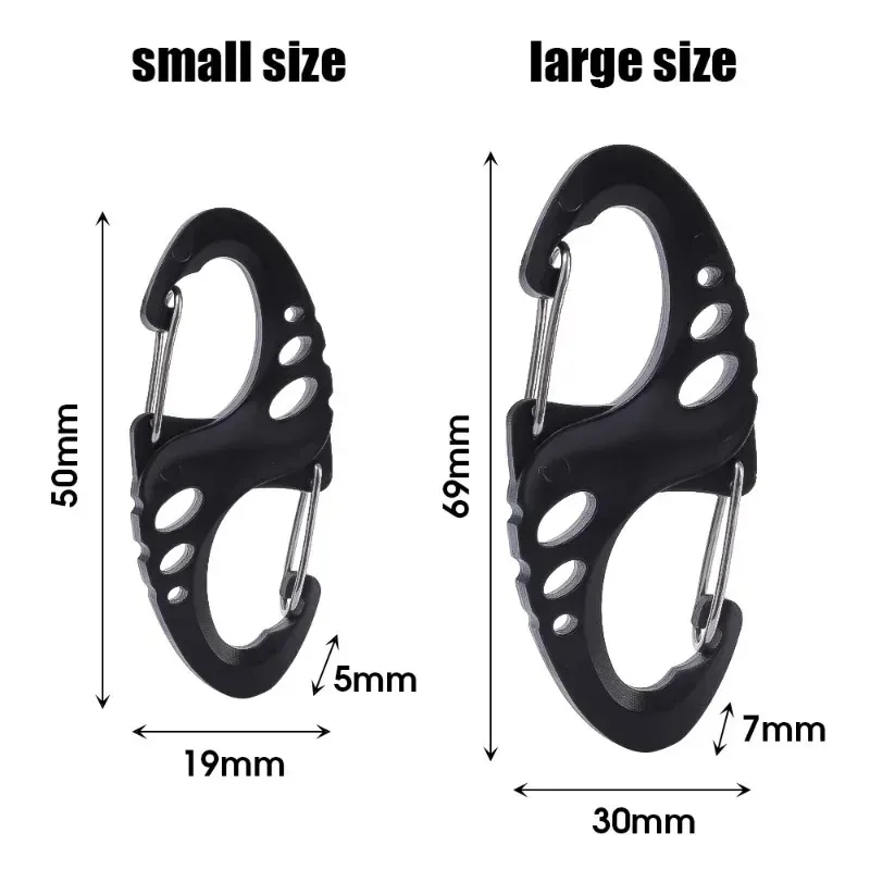 5/10pcs Portable Mini S-Type Carabiner Climbing Safety Hook Dual Buckle Plastic Steel Sport Outdoor Multifunction Accessories