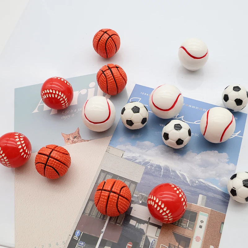 Cute Ball Model Football Basketball Baseball Tennis Sports Strong Magnetic Fridge Magnets Hook Push Pin Sticker DIY Home Decor