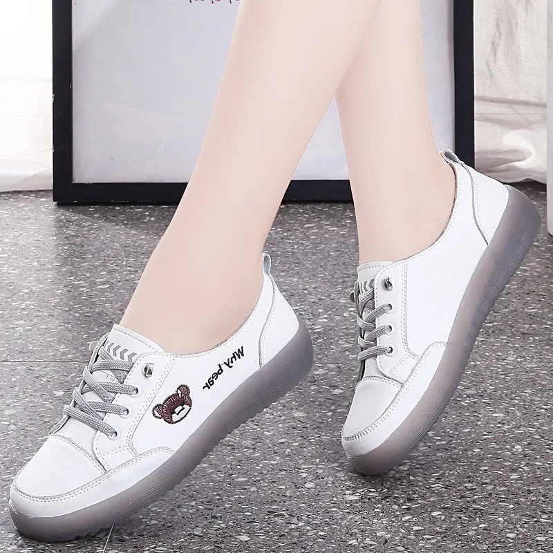 Spring Oxfords Women\'s Flat Shoes Fashion Casual Classic Solid Color PU Leather Shoes Women White Shoes Lacing Sneakers