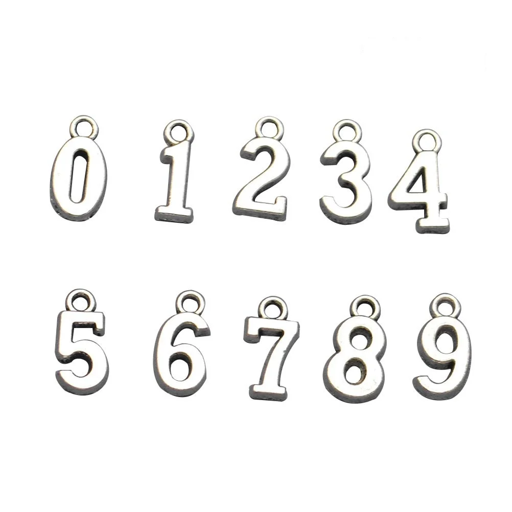 

10Pcs Durable Alloy Arabic Numerals Pendants 0-9 DIY Jewelry Making Accessories for Necklaces Bracelets Earrings