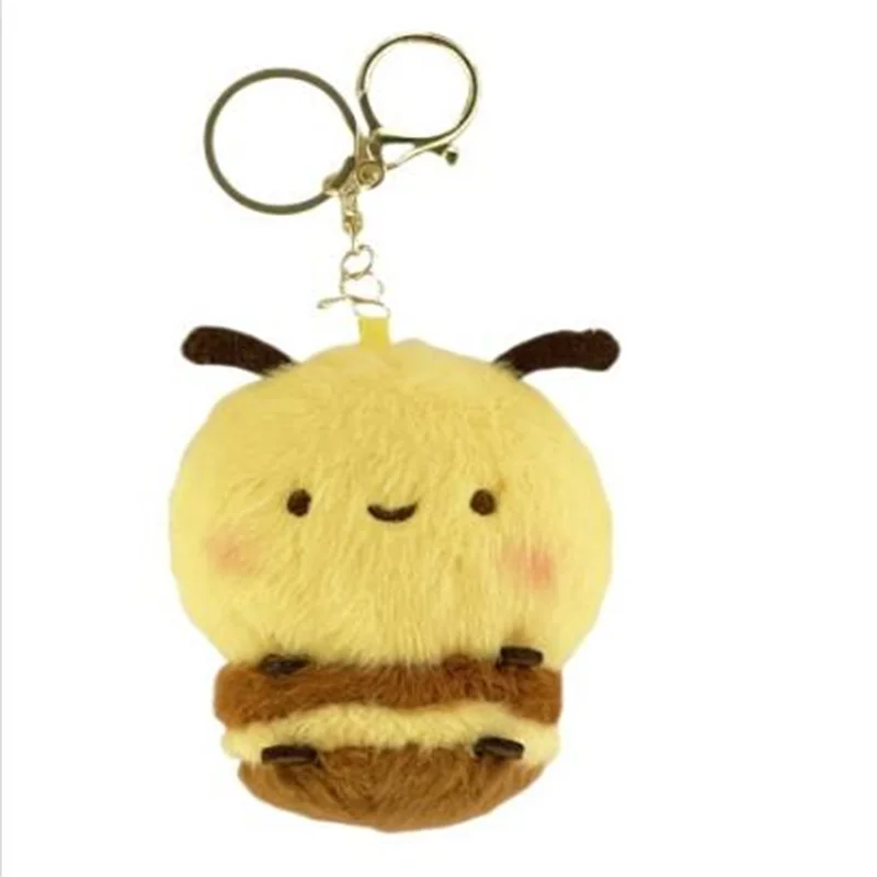 1 Uds. De llavero de juguete de peluche con forma de abeja pequeña y bonita de 8CM, accesorios para mochila para niños, regalos de vacaciones