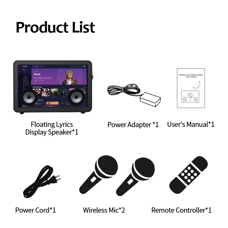 Newest Floating Lyrics Music Player 19.5 Inch Android Smart Display Remote Control Speaker For Home Theater System