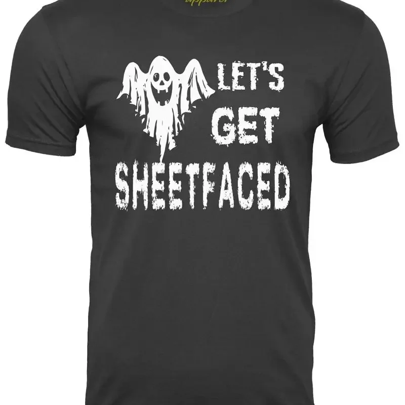 Lets Get Sheet Faced Funny Ghost Halloween T Shirt