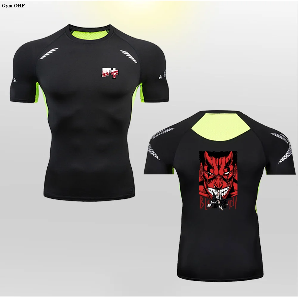 Men's Compression Spider Printed T-Shirt Sports Muscle Fitness Tight Quick-drying Long Sleeve Breathable Gym Bottoming Clothes