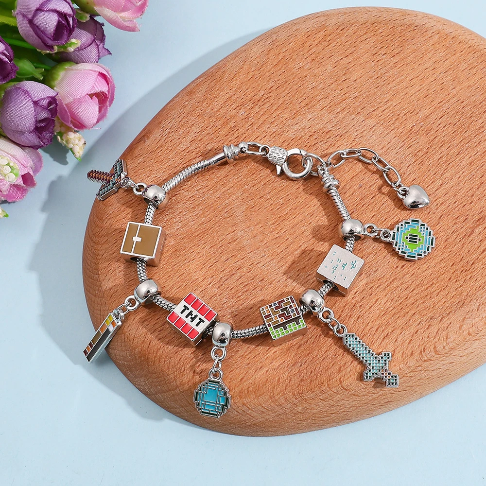New Model Minecrafte Beads Bracelets Hand Adjustable Bracelet DIY Charm Hand Chain