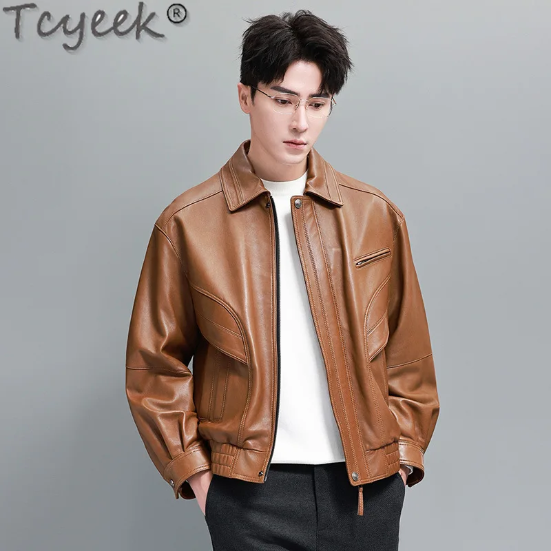 Tcyeek Genuine Leather Jacket Men 2024 Real Sheepskin Coat Winter Autumn Clothes Men's Goose Down Jackets Jaqueta De Couro