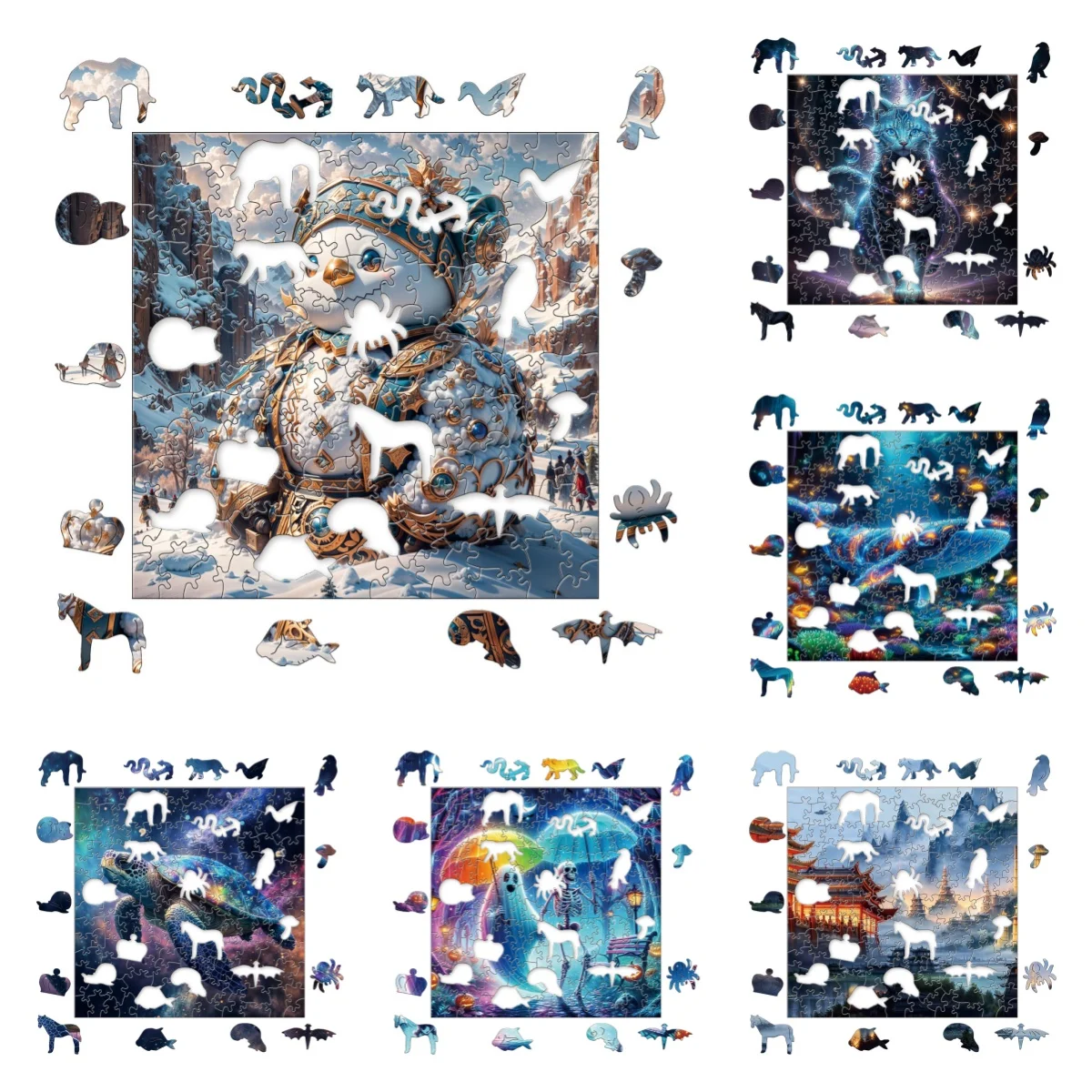 ZFX Snowman Turtle Whale Underwater World Puzzles Unique Shape High Quality Jigsaw Puzzle Wooden Puzzle Best Gift For Child