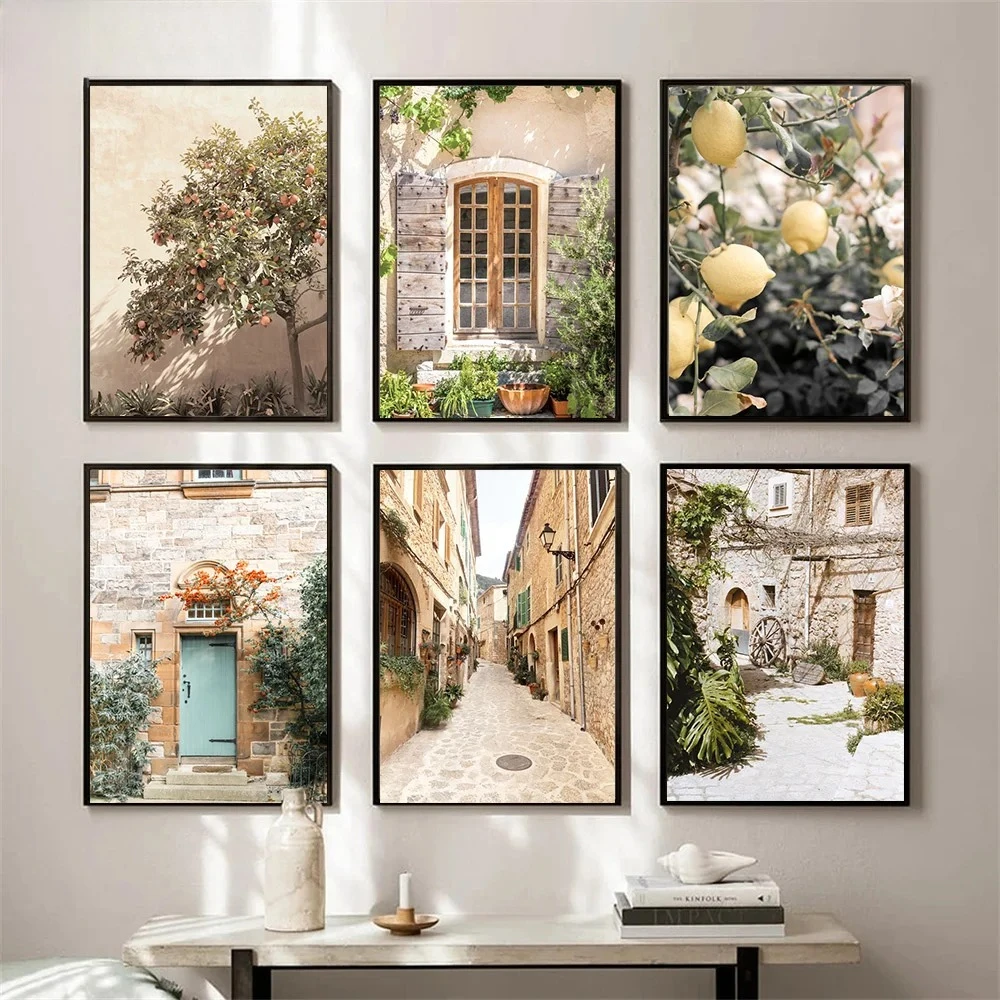 Italy Tuscany Canvas Painting Bellagio Town Mediterranean Rural Nordic Posters And Prints Wall Art Pictures Living Room Decor