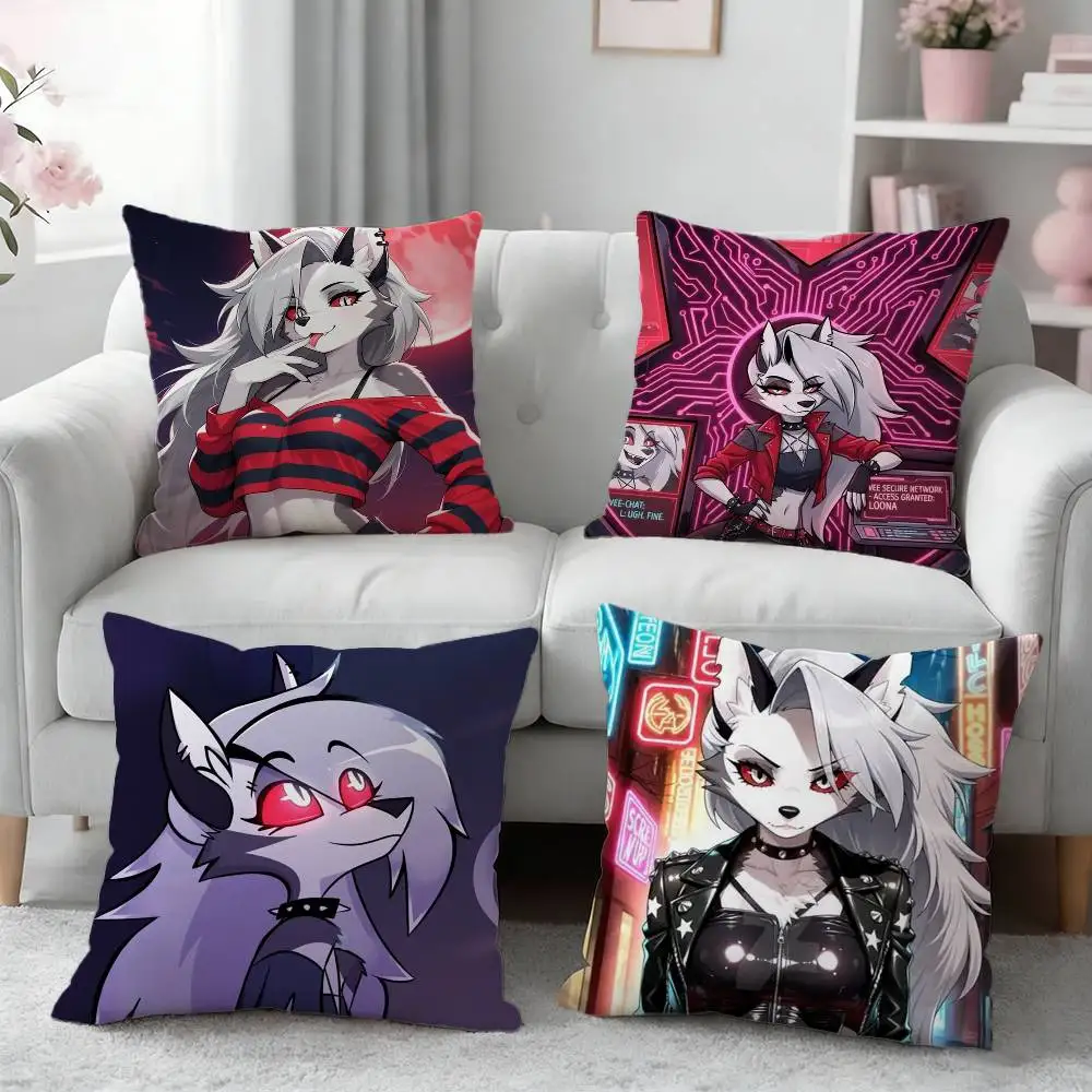 Helluva Boss Loona Pillow Case Pattern Printed Pillowcase For Living Room Sofa Cushion Cover