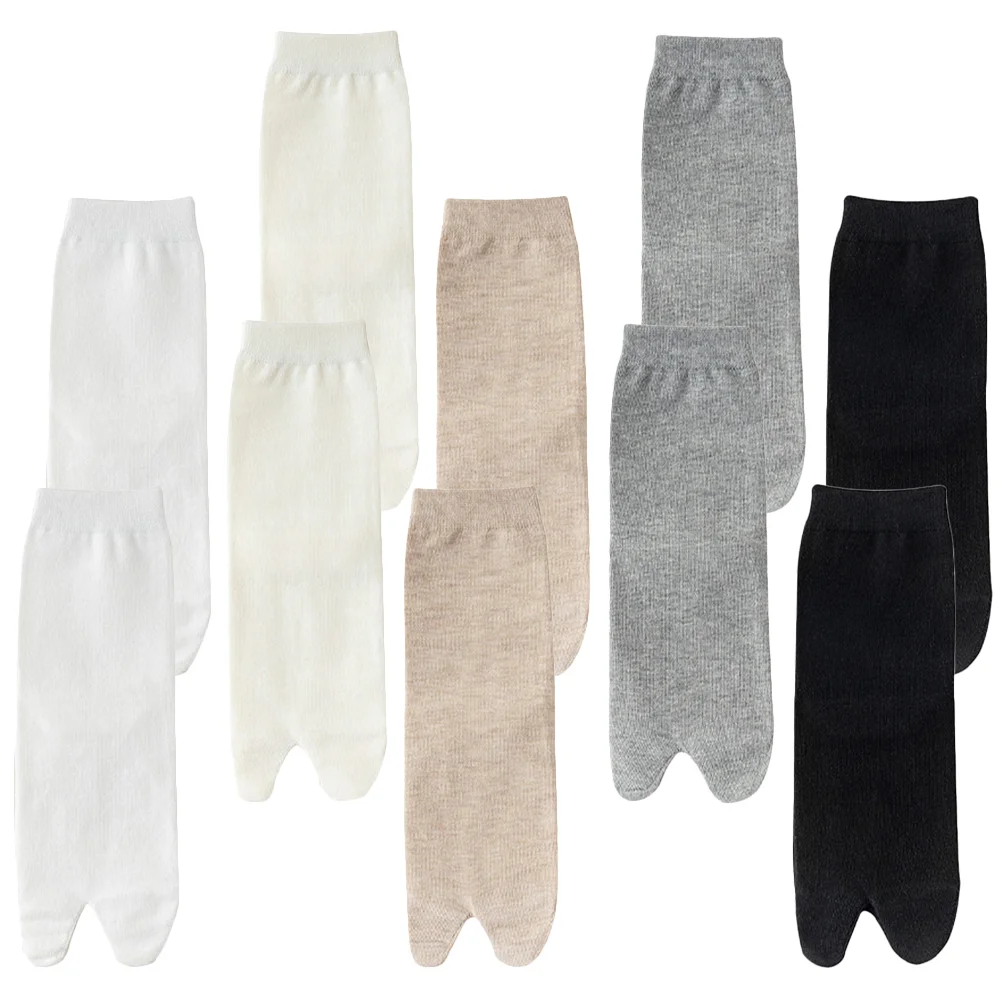 5 Pairs Tabi Sock Elastic Cotton Socks Split Toe for Women Leg Warmers Dress Sandals