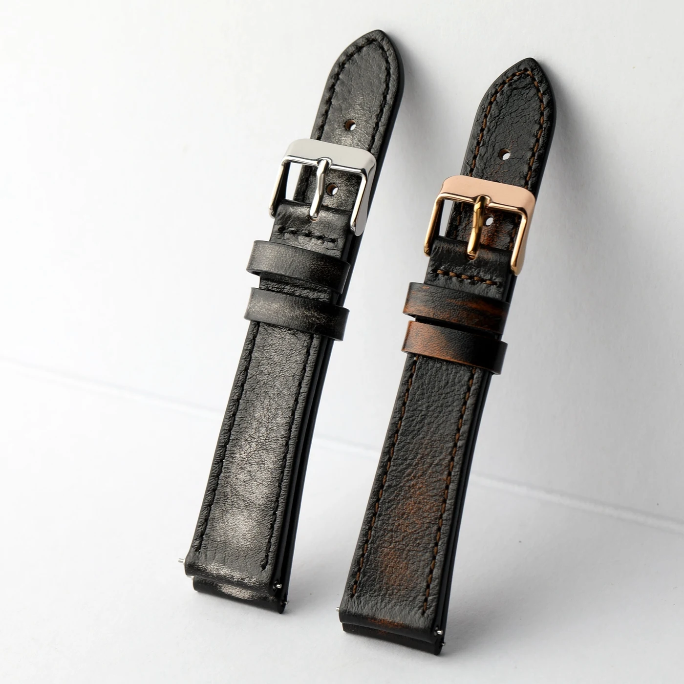 Handmade soft leather strap 18 19 20 22MM, brushed top layer cowhide, vintage style men's strap, top layer cowhide watchband