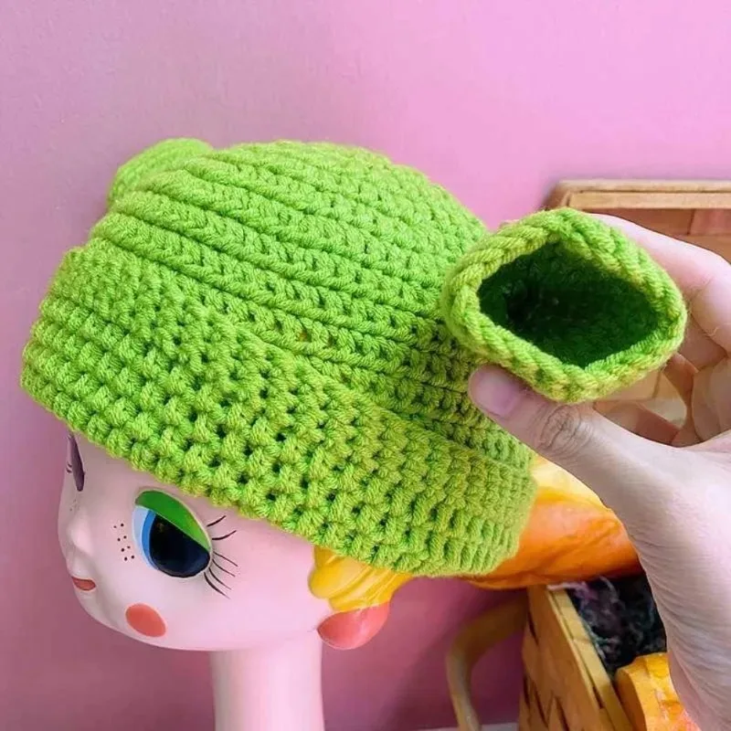Cappelli Shrek lavorati a mano unisex, berretto, berretto lavorato a mano caldo e resistente, berretto a cupola cosplay, cappello invernale in lana per bambini