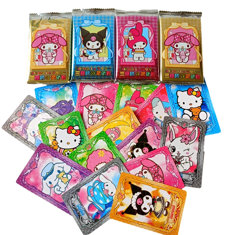 32Bag 224Pcs Hello Kitty Sanrio Kuromi Cards Trading Card Game My Melody Booster Box Cartoon Cute Collection Toy Christmas Gift