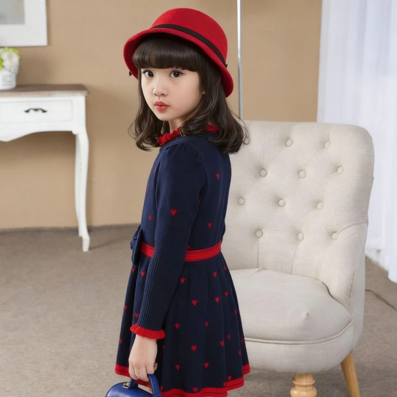 2026 Autumn Winter Bow Heart Patchwork Princess Dress Korean Elegant Women Dress 6