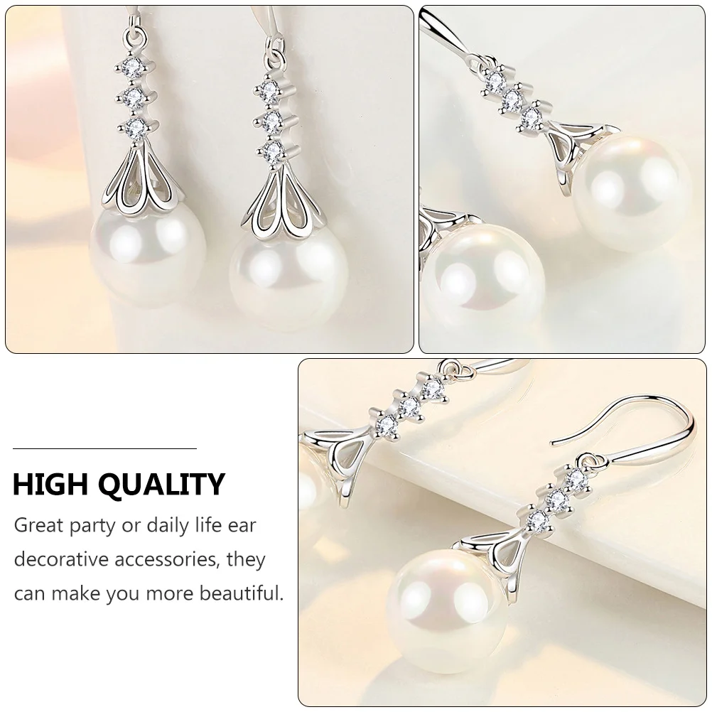 

1 Pair Pearl Earrings Water Drop Delicate Ear Pendant Fashionable Jewelry For Women Party Daily Wear Rhinestone Alloy Ear