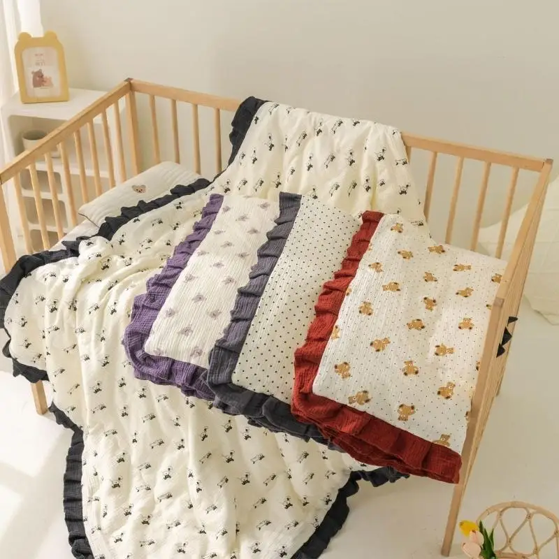 Colchas cama infantis F3KC, cobertor para recém-nascidos, presente chuveiro para berço carrinho criança