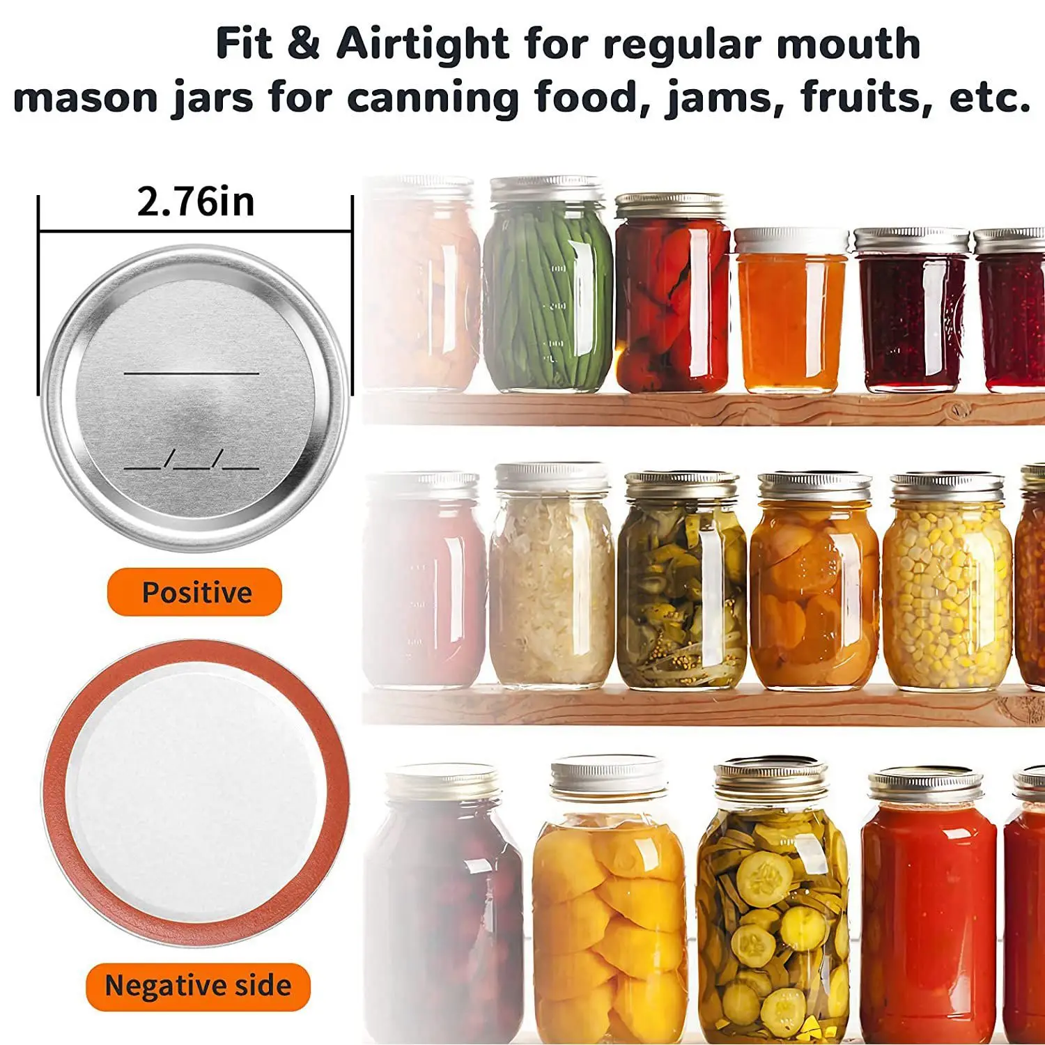 AT63-98 Count 70Mm Regular Mouth Canning Lids For Ball And Kerr Canning Lids - Split-Type Metal Jar Lids For Canning