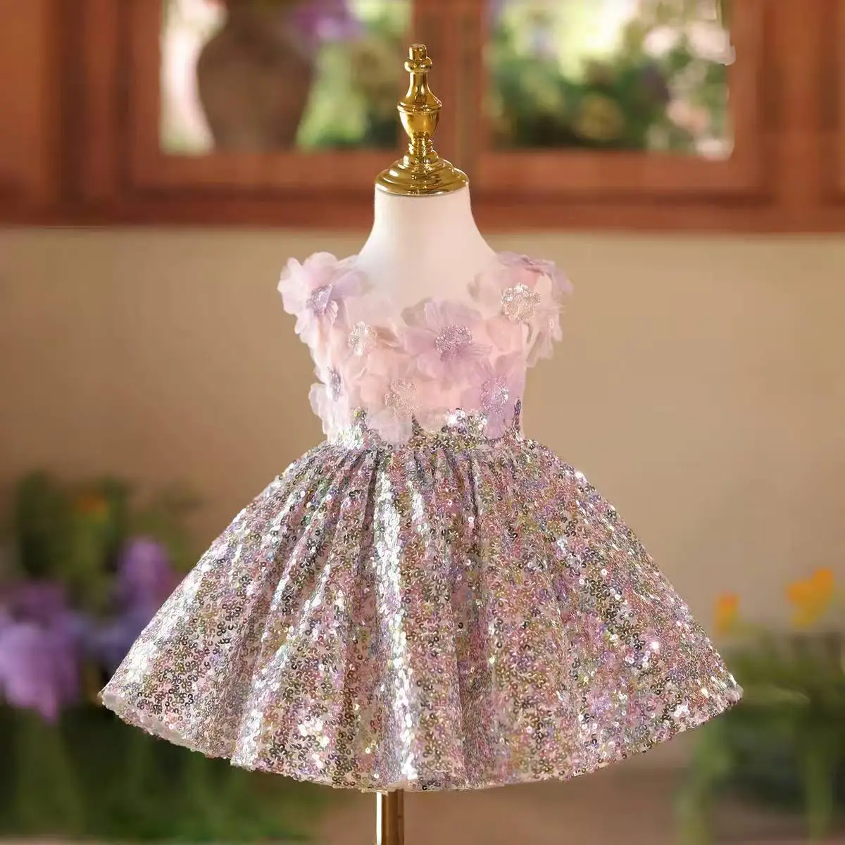 

Dreamy Vow D154 розовое платье с цветочным узором для девочек, расшитое блестками, длиной до колена, детское платье принцессы на свадьбу, день рождения, праздник, вечеринку, праздничное платье