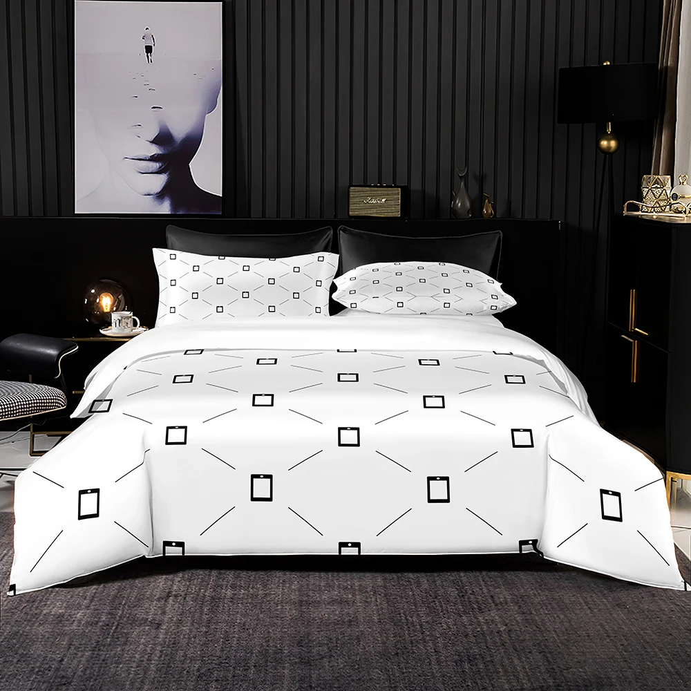 

King Queen Size Bedding Set Quality Simply Duvet Cover Set 220x240 with Pillowcase Grid with Cute Dog Print for Home Textiles