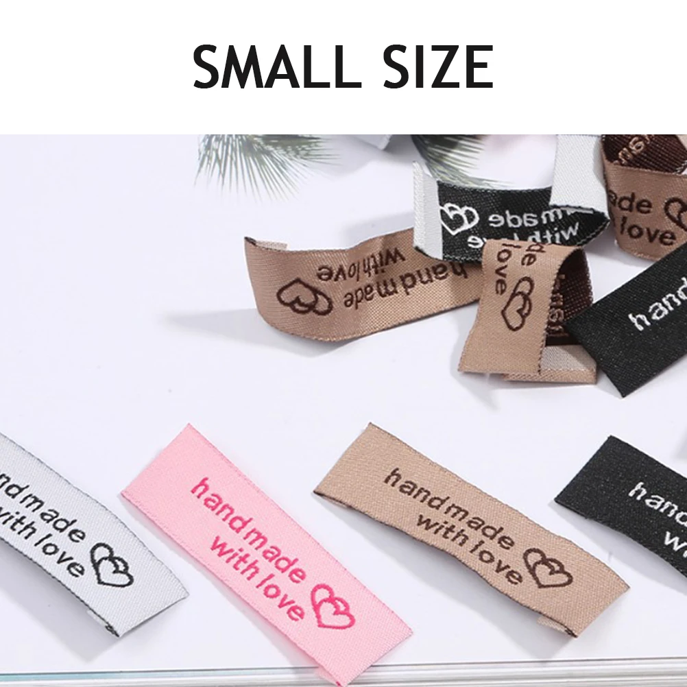 

80 Pcs Handmade Double Heart Clothing Collar Labels Diy Sewing Tags For Jeans Shirts Coats Sweaters Hats Bags Polyester Material