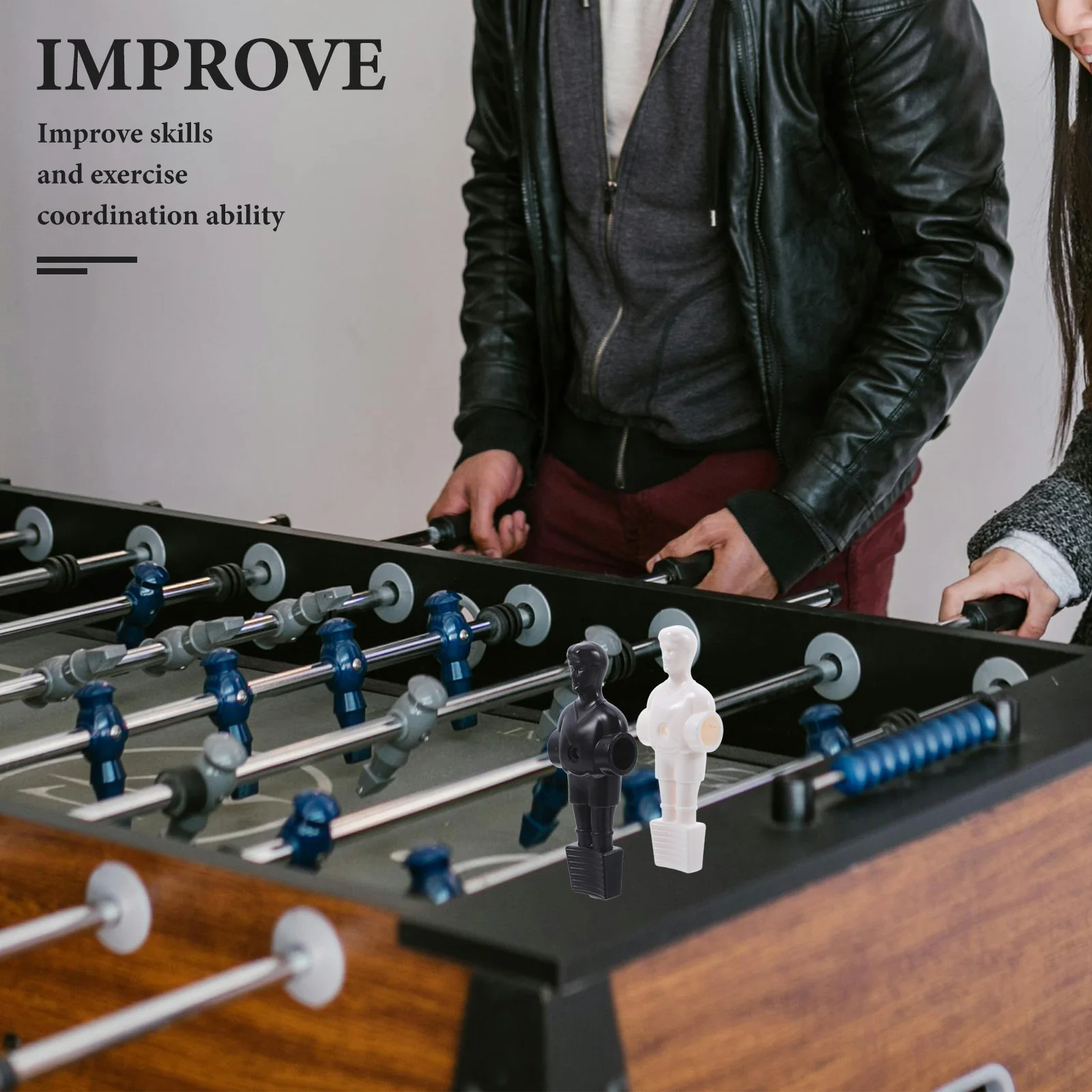 10 قطع من قطع غيار كرة القدم للرجال مادة متينة لتحسين المهارات لعبة كرة القدم باللون الأبيض والأسود للرجال