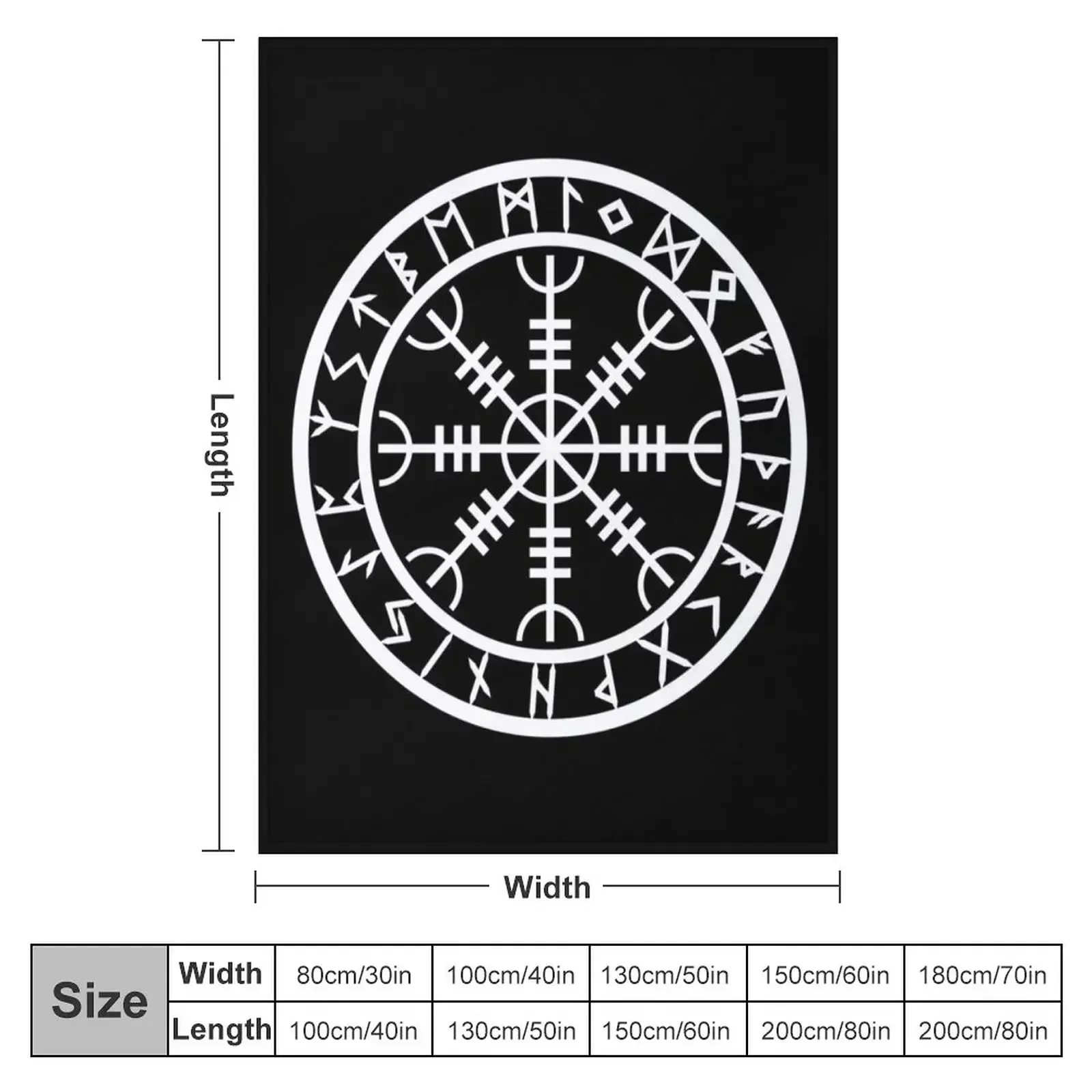 Helm of Awe /// Rune Circle (Variant II) Throw Blanket Flannel Fabric Picnic Blankets