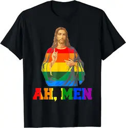 Jesus LGBT Christian Ah Men Gay Pride Rainbow Flag T-Shirt for Men Women Graphic T Shirts Men Clothing Cotton