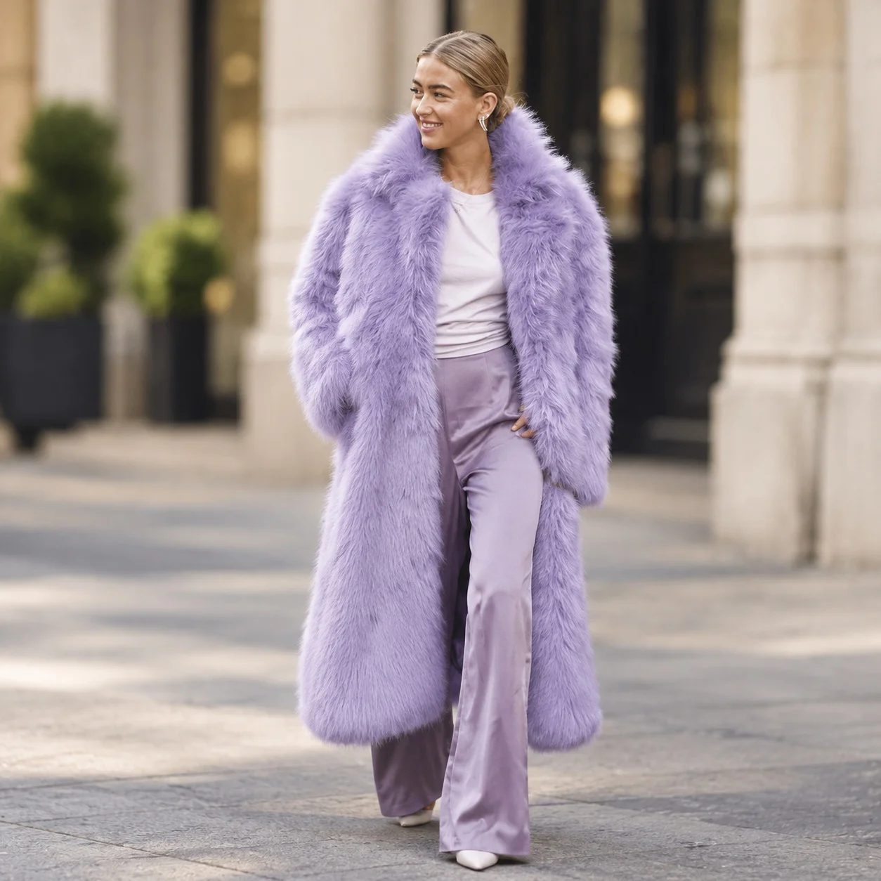 Turn Down Collar Notched Lapel Coats Commuter Chic with Long Sleeve Regular Sleeve Elegant Style Long Length Coat Women Jacket