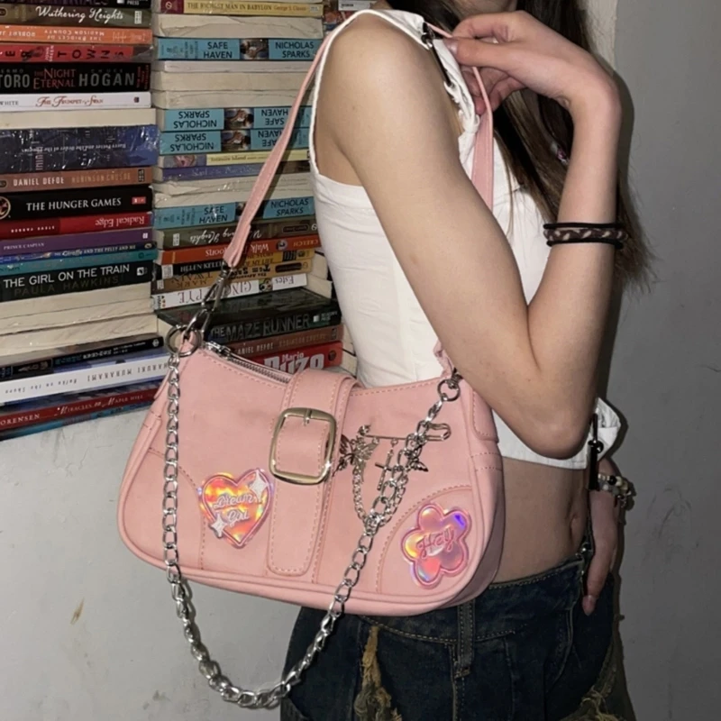 Bolsa harajuku escura legal com alça feminina bolsa crossbody bolsa mensageiro elegante e74b