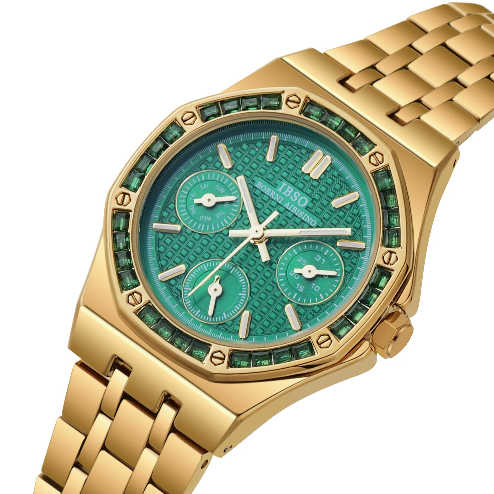 

Женские кварцевые часы IBSO 2026 с тремя циферблатами, оригинальным механизмом, водонепроницаемостью 3ATM, ремешком из нержавеющей стали и светящимися стрелками и циферблатами