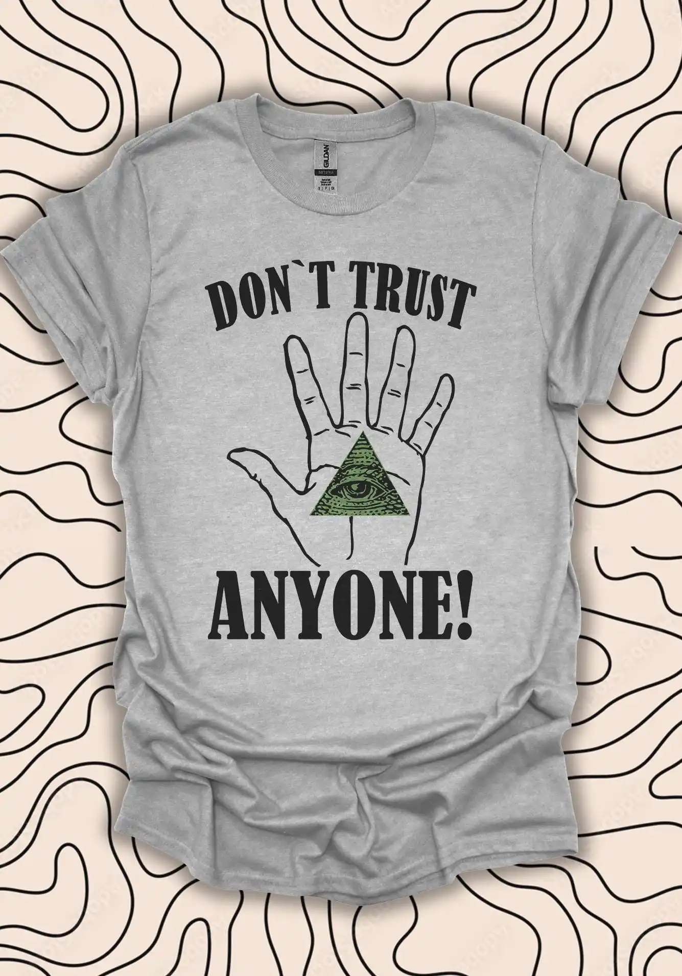 تي شيرت يدوي جديد لا تثق بأي شخصًا - تي شيرت مؤامرة متنورين - تصميم جرافيك غامض هدية للجنسين للرجال والنساء #2