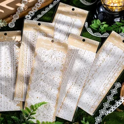 16 Sheets Lace Material Strip Pack Round Dance Series for Handbook Literary Decoration Art Handmade Crafts Diy Scrapbooking