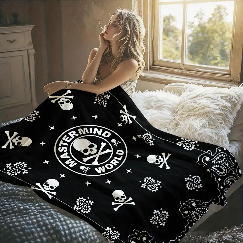 Skull Bandana Black Flannel Blanket Perfect for Sofa Office Bed Travel Sleep Read Relax Camping Four Season Use