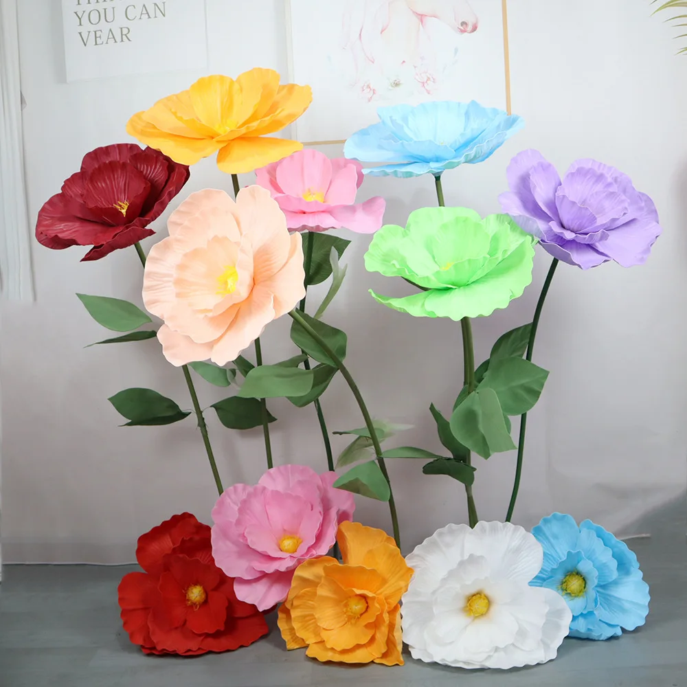 

Large Poppy Artificial Flowers Wedding Decor Prop Road Lead Flower Head Window Display Decoration Garden Party Home Decoration