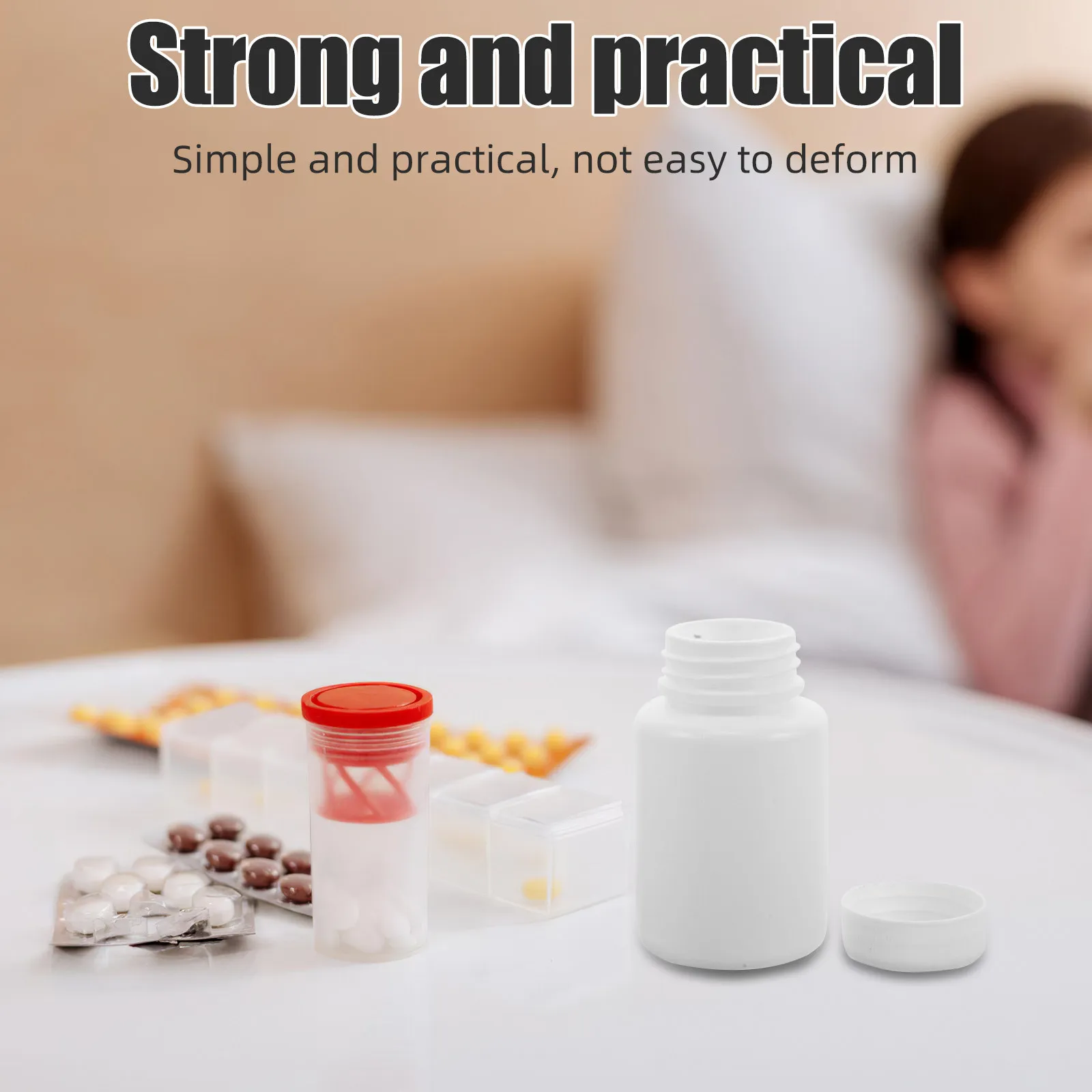 

50 шт. пластиковых бутылочек для таблеток с герметичными крышками, контейнеры для лекарств, дорожные емкости для хранения таблеток, маленькие бутылочки с завинчивающимися крышками, легкие и портативные