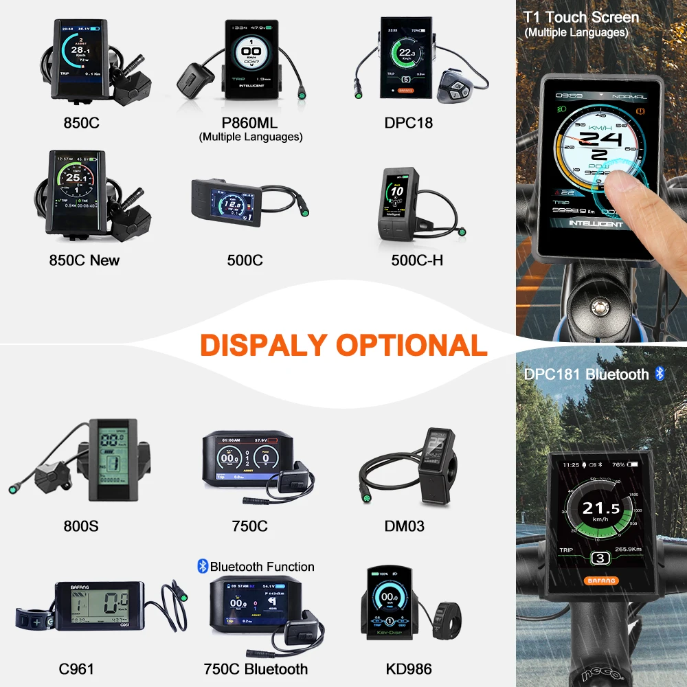 Electric Bike Display P850C P860ML 500C DPC181 Bluetooth T1 Touch Screen eBike Computer For Bafang Motor Kit UART 5PIN Female