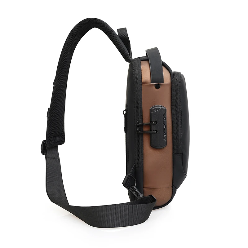 Anti‑Theft Password Lock Sling Chest Bag, Water‑Repellent Multi‑Compartment Crossbody Pack for Commute Outdoor Activities