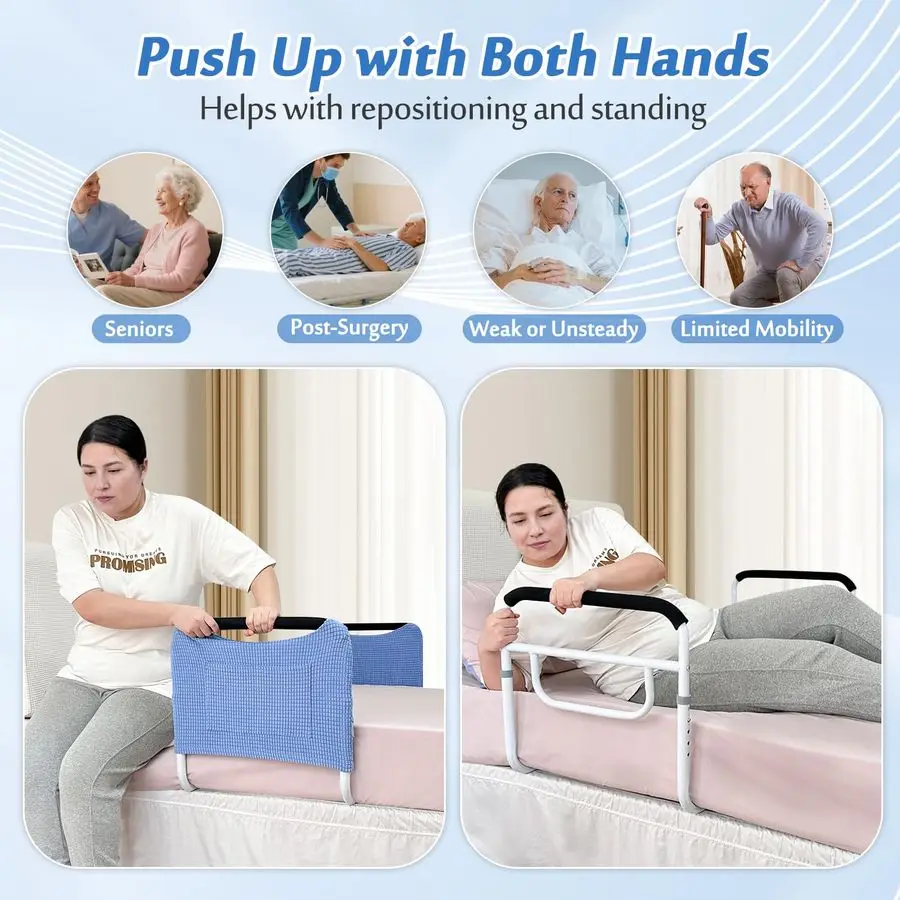 حاجز سرير مزدوج، قضيب U لقضبان مساعدة السلامة الطبية بجانب السرير، دعم درابزين لكبار السن تحت درابزين المرتبة، H #4