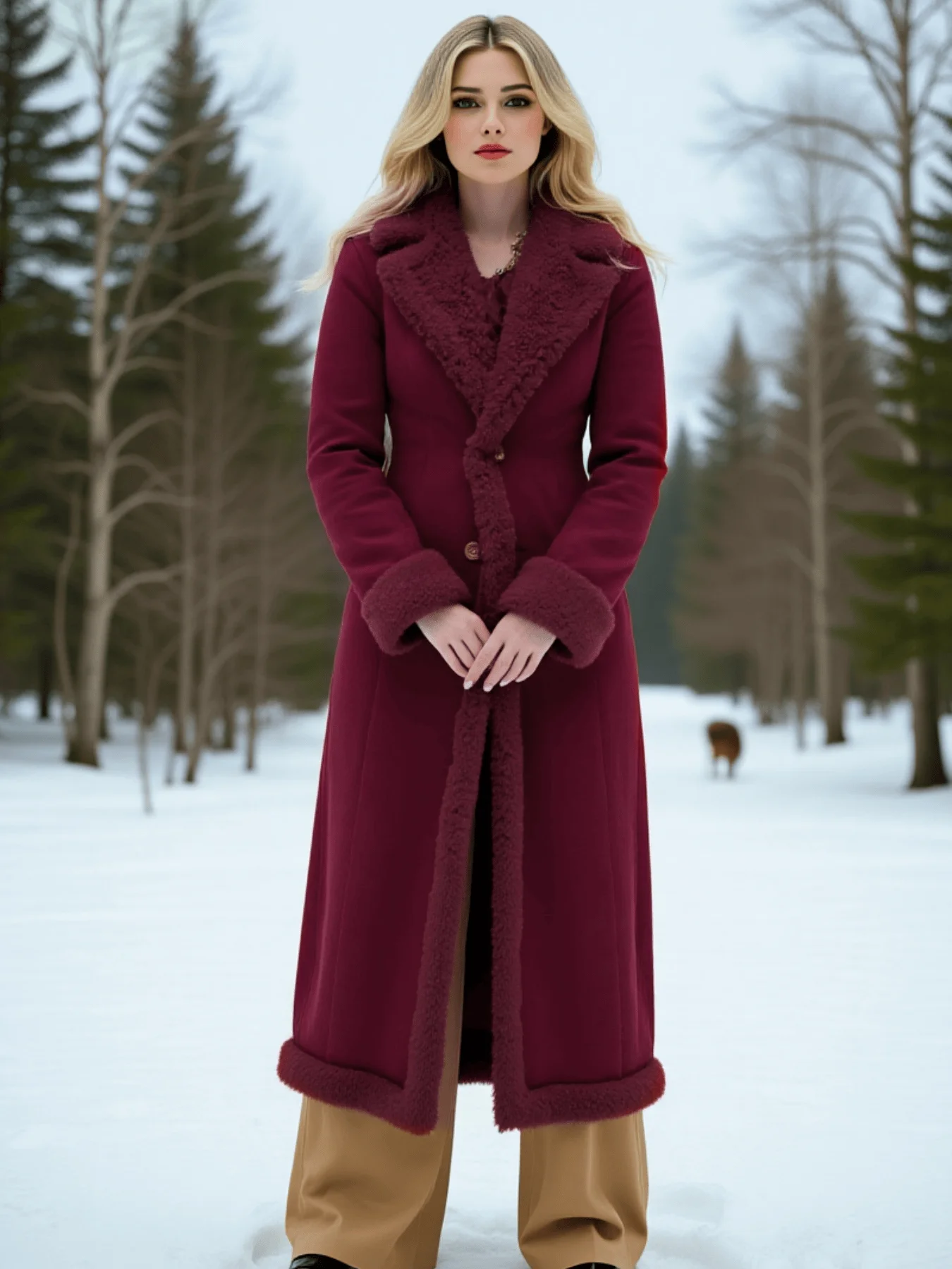 

Women Winter Overcoat Thickened Warm Padded Coat Plush Lined Heat Retention with Vintage British Style Silhouette Padded Coat