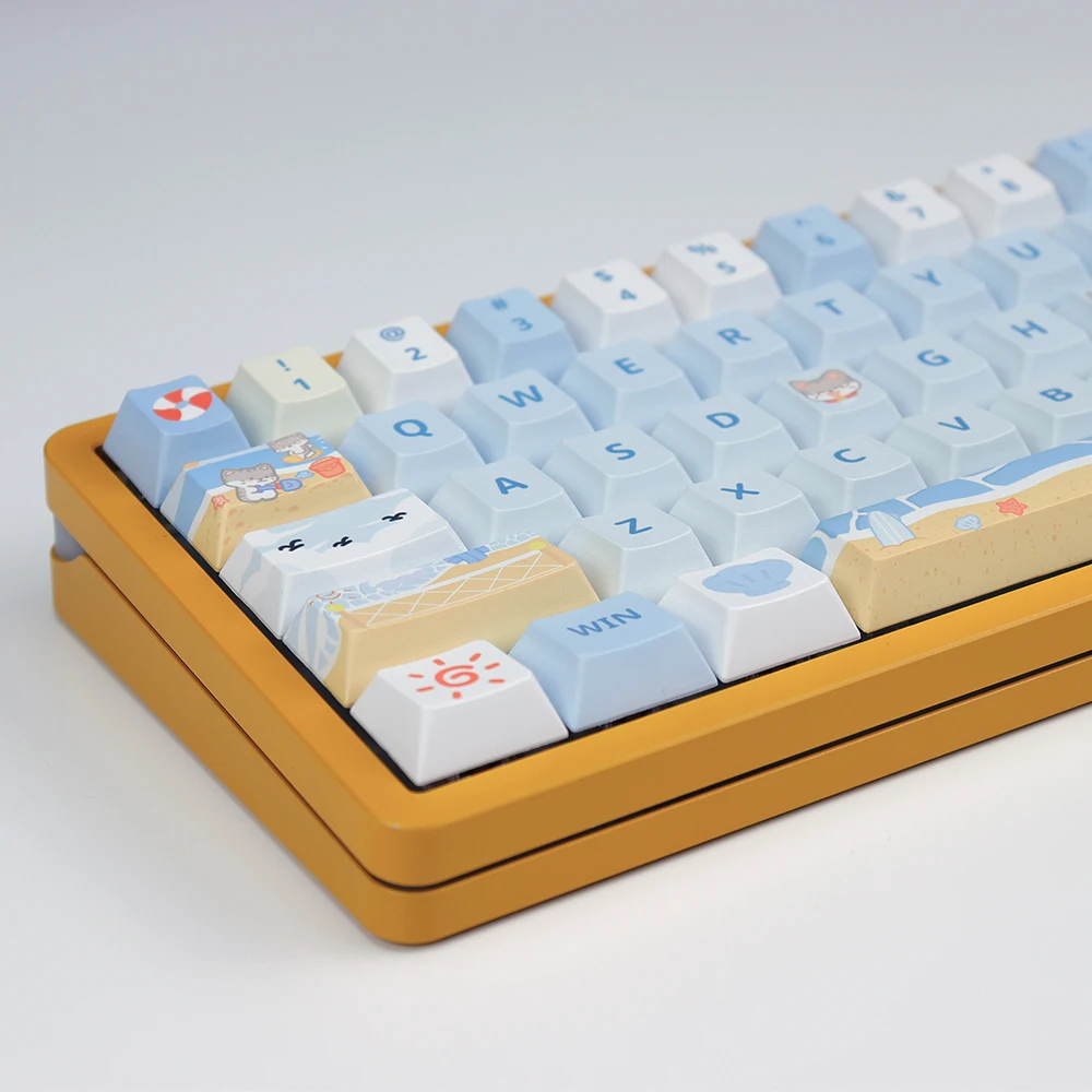 أغطية مفاتيح صيفية للشاطئ لطيفة PBT ذات خمسة جوانب للتسامي لوحة مفاتيح ميكانيكية بارتفاع المصنع الأصلي 61 68 74 87 980