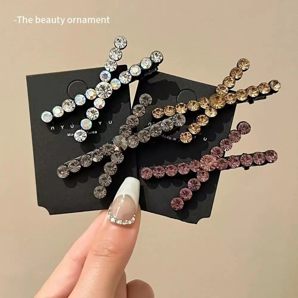 New Korean Cross Shiny Rhinestone Hair Clips for Girls Women Fashion Sweet Cute Girl Exquisite X-shaped Hairpin Hair Accessories