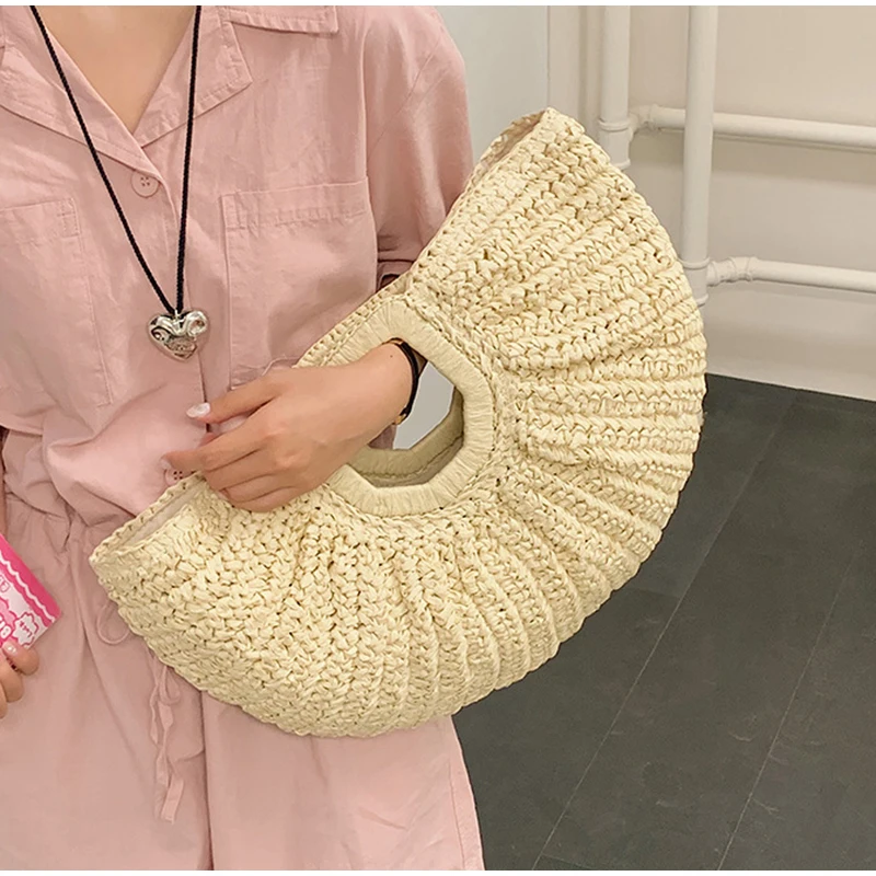 Marke Woven Clutch Tasche Luxus Neue High-end-Meer Urlaub Reise Große Kapazität Stroh frauen Einfache Textur Mode brieftasche – Detail 14