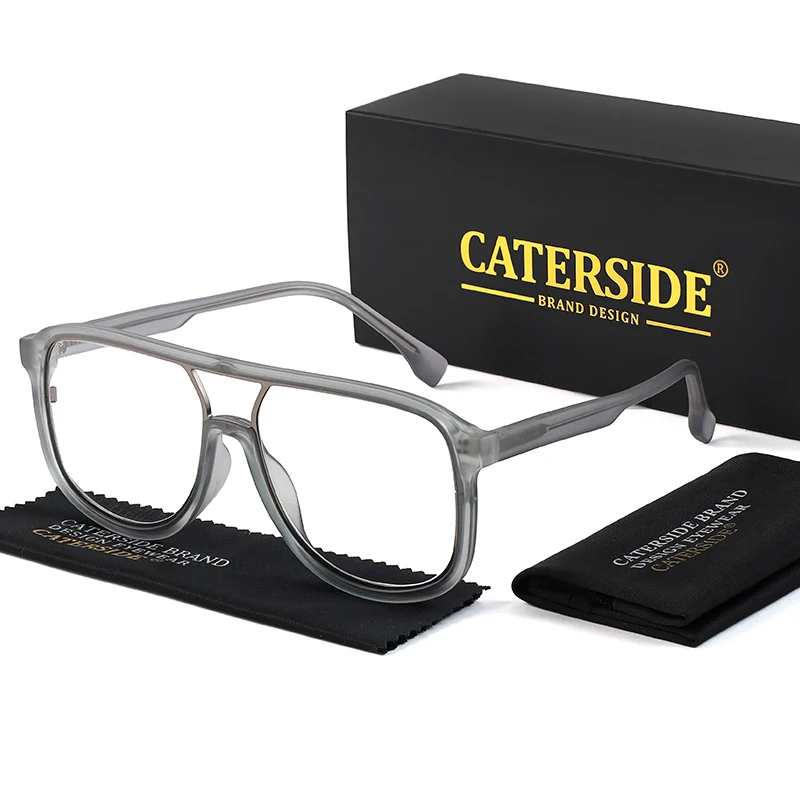 CATERSIDE Anti Blaues Licht Gläser für Männer Retro Große TR + Metall Rahmen Frauen Brillen Flache Top Doppel Brücke Punk marke Brillen – Detail 7