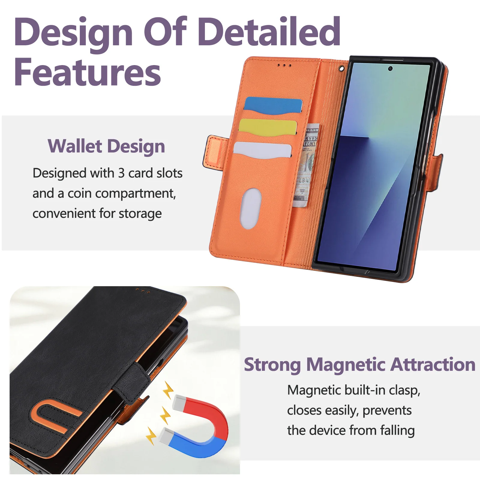 Flip Retro Leather Wallet Phone Case for Samsung Galaxy Z Fold 8 Ultra 7 6 5 4 Fold7 Wrist Strap Card Slot Holder Stand Cover view 5