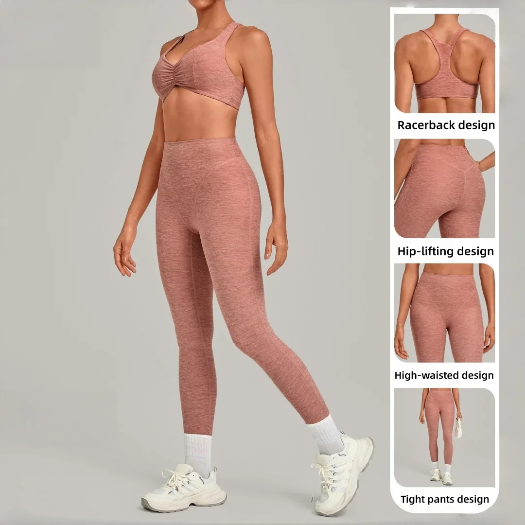 Women's Yoga Set Sports Fitness High Waist Hip Lift Slim Backless Fold Outdoor Running Workout Clothes Gym Leggings Yoga Suit